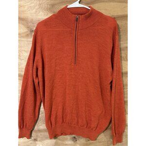 Foot Joy FJ  Men’s Med Zip Long Sleeve 100% Wool Pullover Sweater Burnt Orange